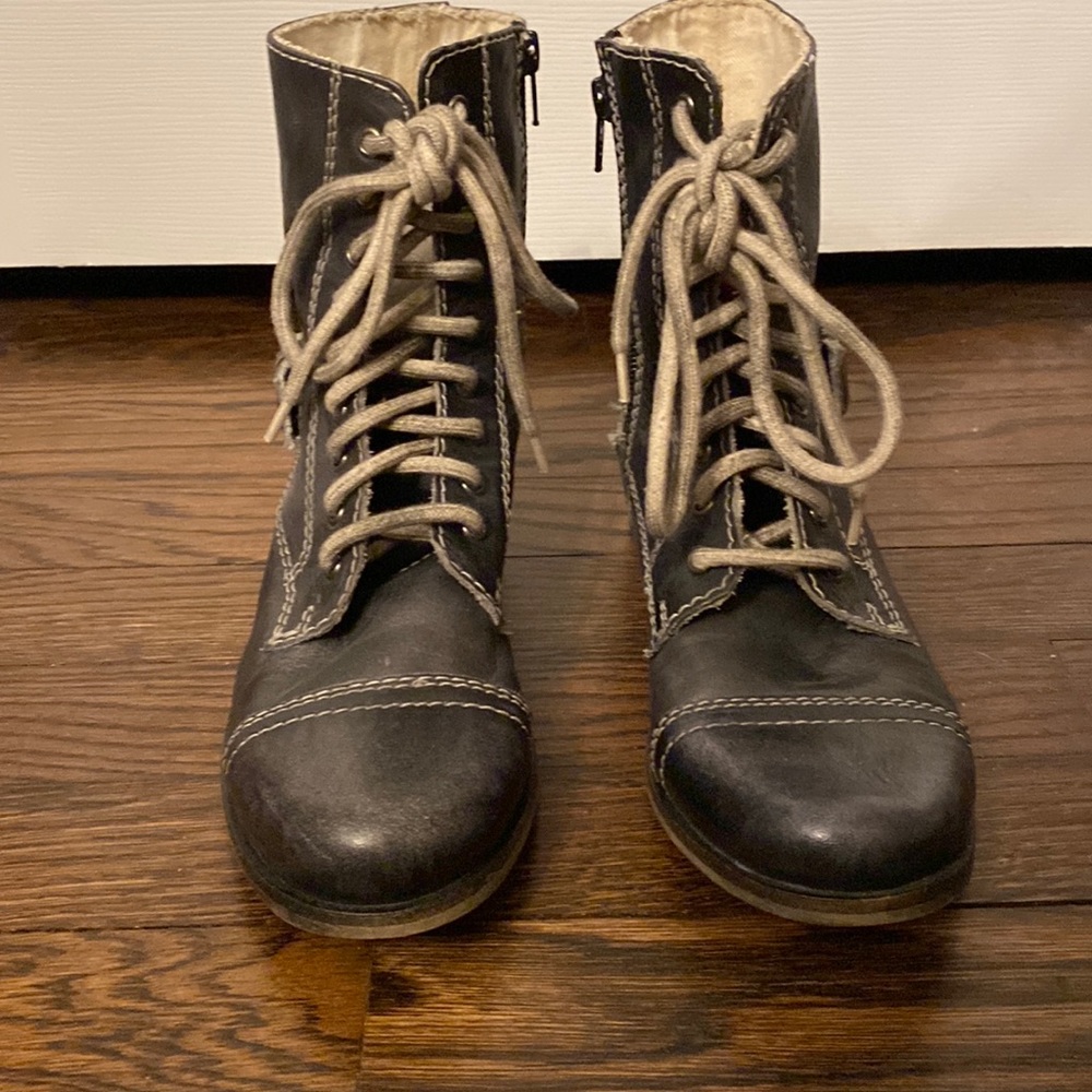 Diba Black Leather Boots - size 38 (7 1/2)